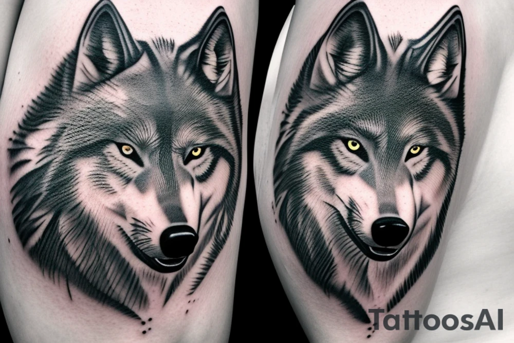 Black and gray realistic wolf howling at the moon tattoo idea Black and gray realistic wolf howling at the moon tattoo idea