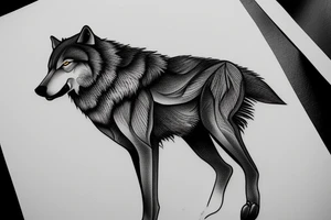 Black and gray realistic wolf howling at the moon tattoo idea