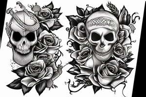 snake, sword, skull, flowers and falcons tattoo idea