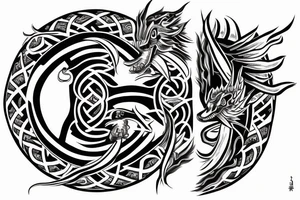 Black and white dragon crushing a yin yang symbol tattoo idea