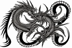 Realistic Black and white dragon crushing a yin yang symbol tattoo idea