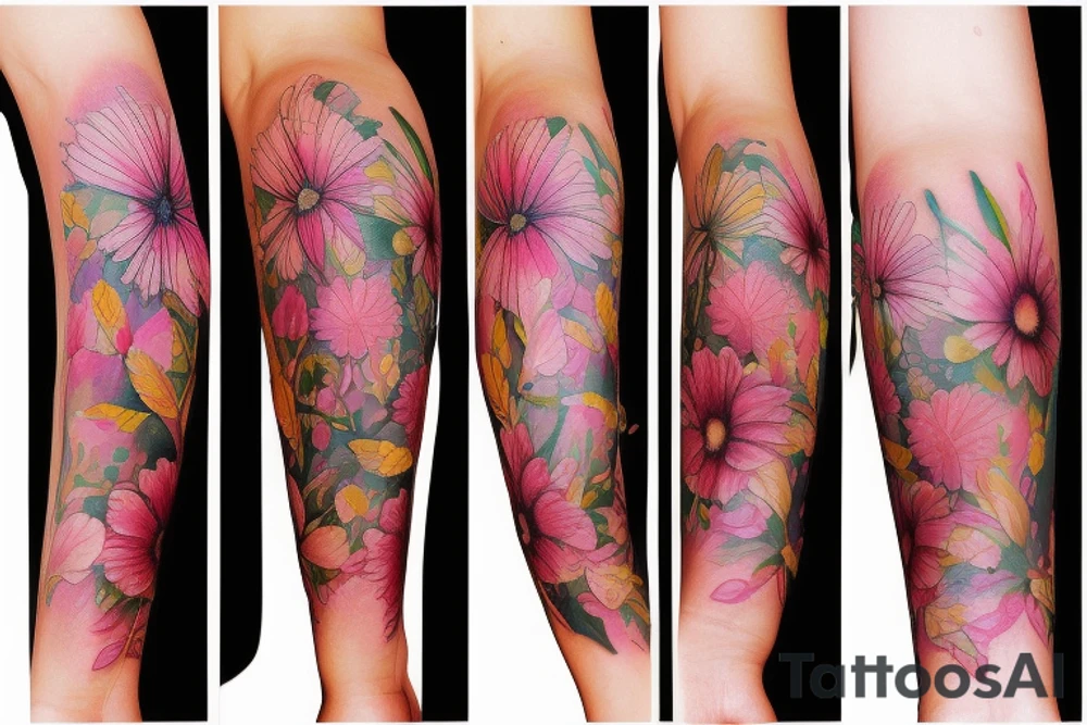 sword with flowers tattoo idea