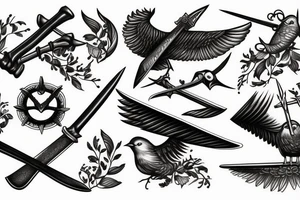 birds and swords tattoo idea