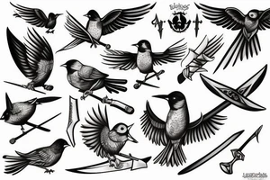 birds and swords tattoo idea