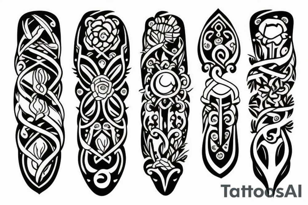 sword with flowers tattoo idea