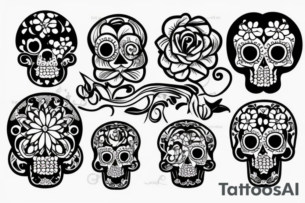skull with flowers tattoo idea