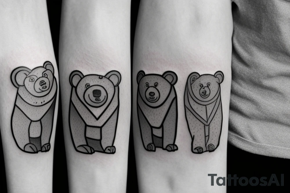 Three bears in a row tattoo idea