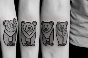 Three bears in a row tattoo idea