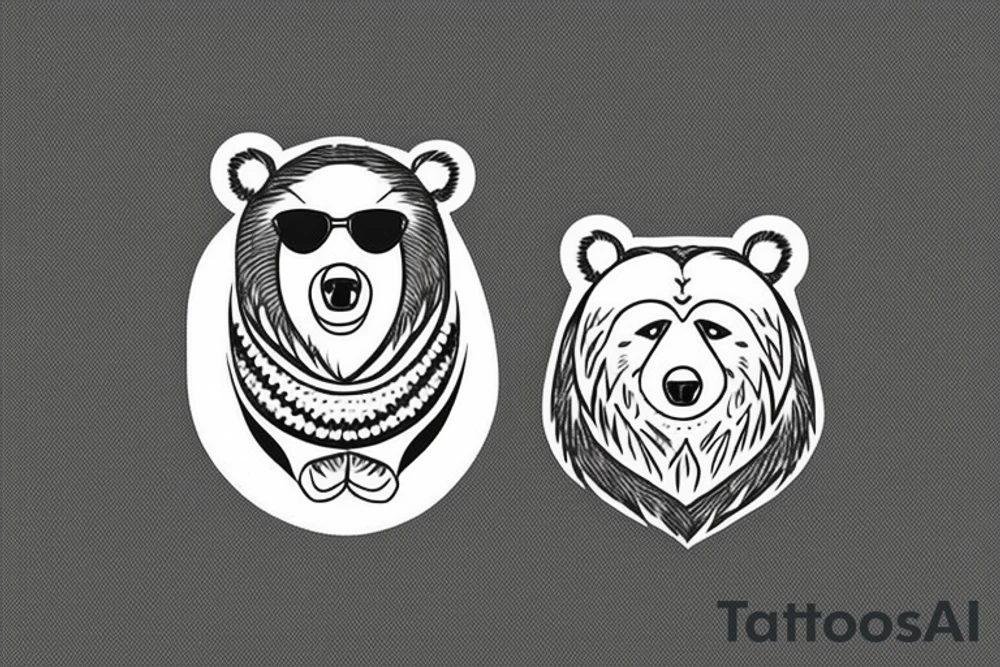 Three bears in a row all different styles tattoo idea