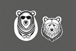 Three bears in a row all different styles tattoo idea