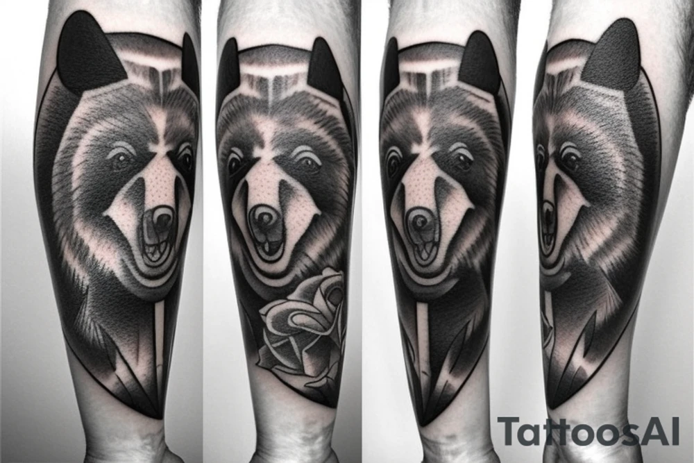 Three bears in a row all different styles tattoo idea