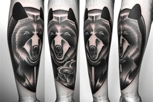Three bears in a row all different styles tattoo idea