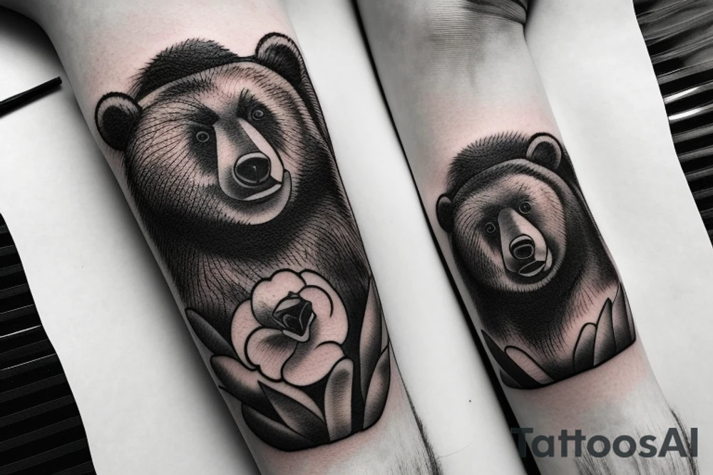 Three bears in a row all different styles tattoo idea