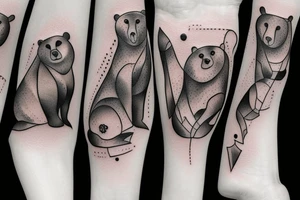 Three bears in a row all different styles tattoo idea