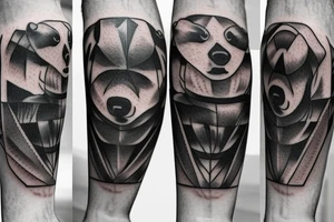 Three bears in a row all different styles tattoo idea