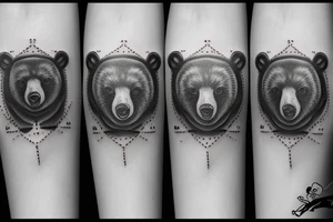 Three bears in a row all different styles tattoo idea