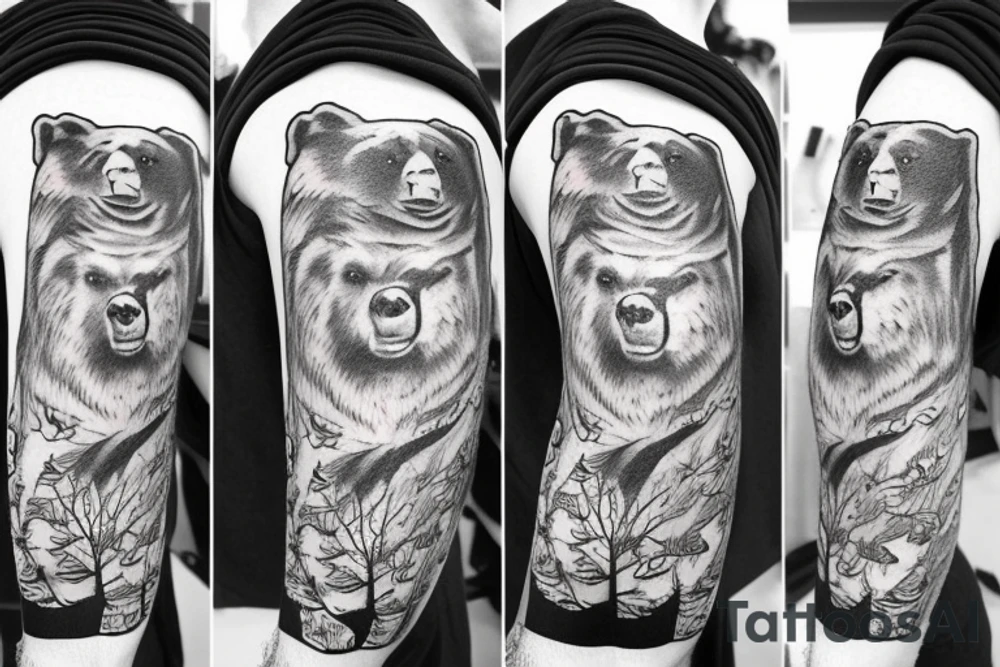 Three bears in a row all different styles tattoo idea Three bears in a row all different styles tattoo idea