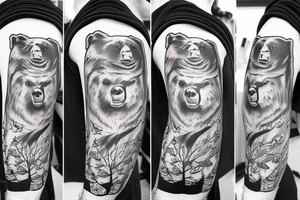 Three bears in a row all different styles tattoo idea