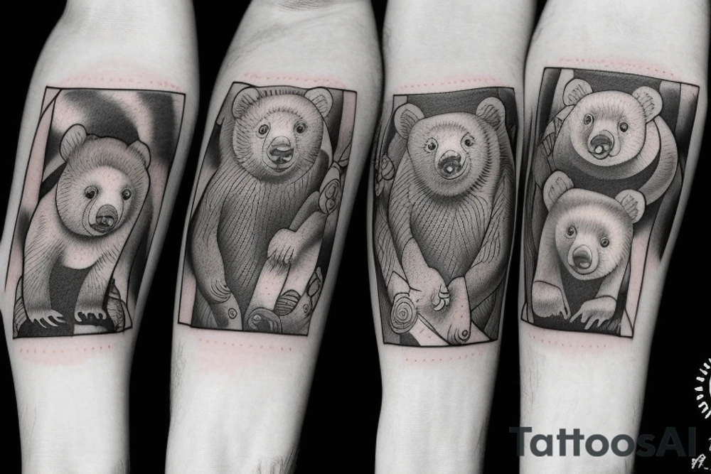 Three little bear cubs tattoo idea