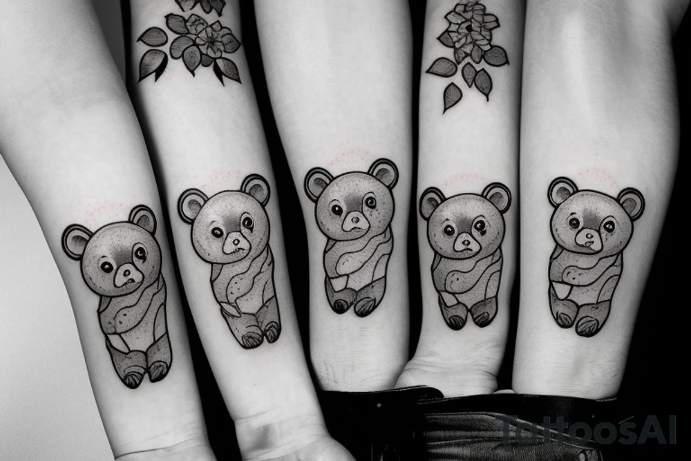 Three little bear cubs tattoo idea