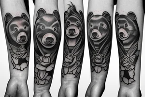 Three little bear cubs tattoo idea