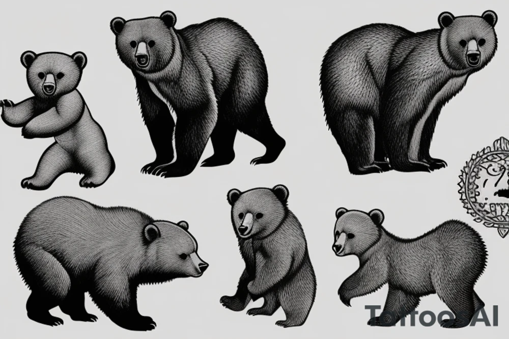 Three bear cubs tattoo idea