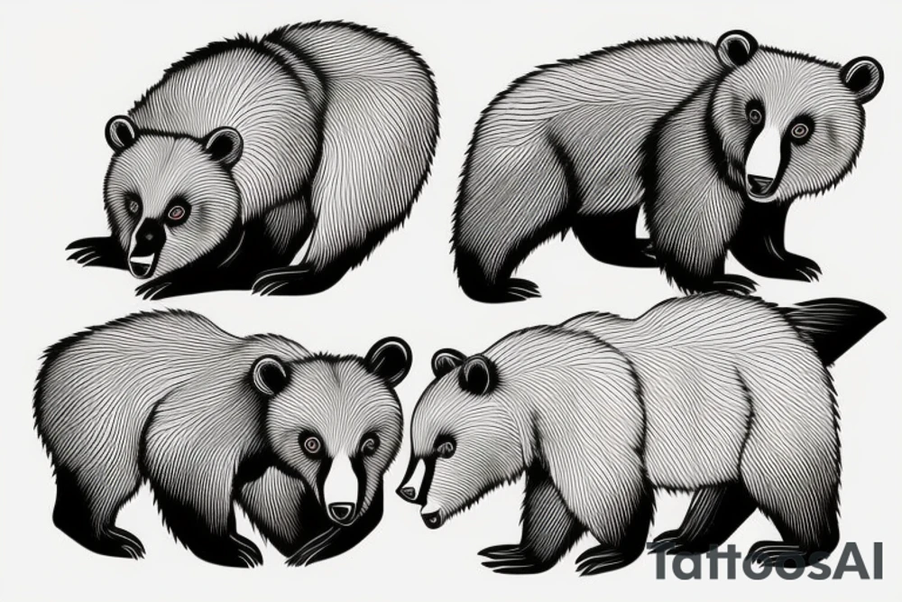 Three bear cubs tattoo idea