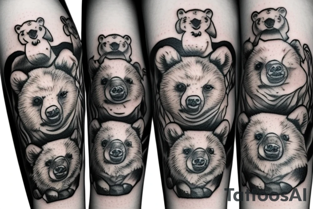 Three bear cubs tattoo idea