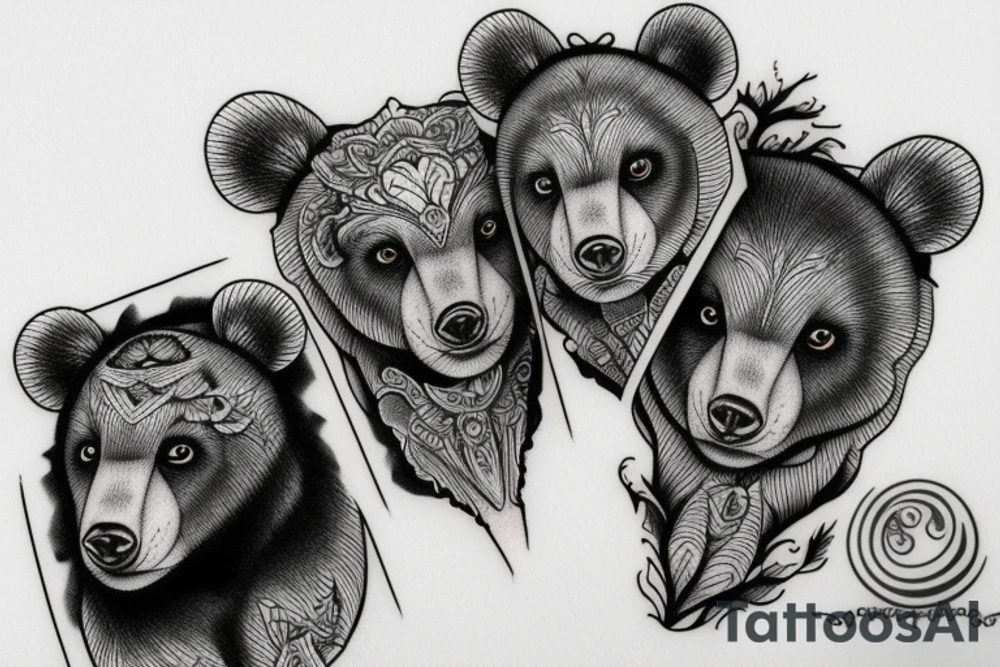 Three bear cubs tattoo idea