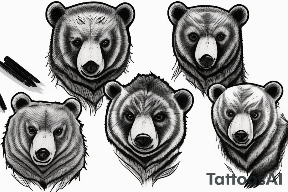 Three bear cubs tattoo idea