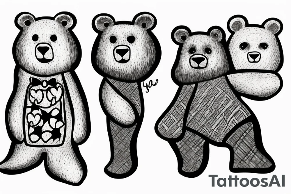 Three bears walking in a line tattoo idea