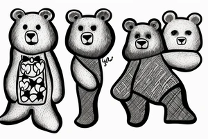 Three bears walking in a line tattoo idea