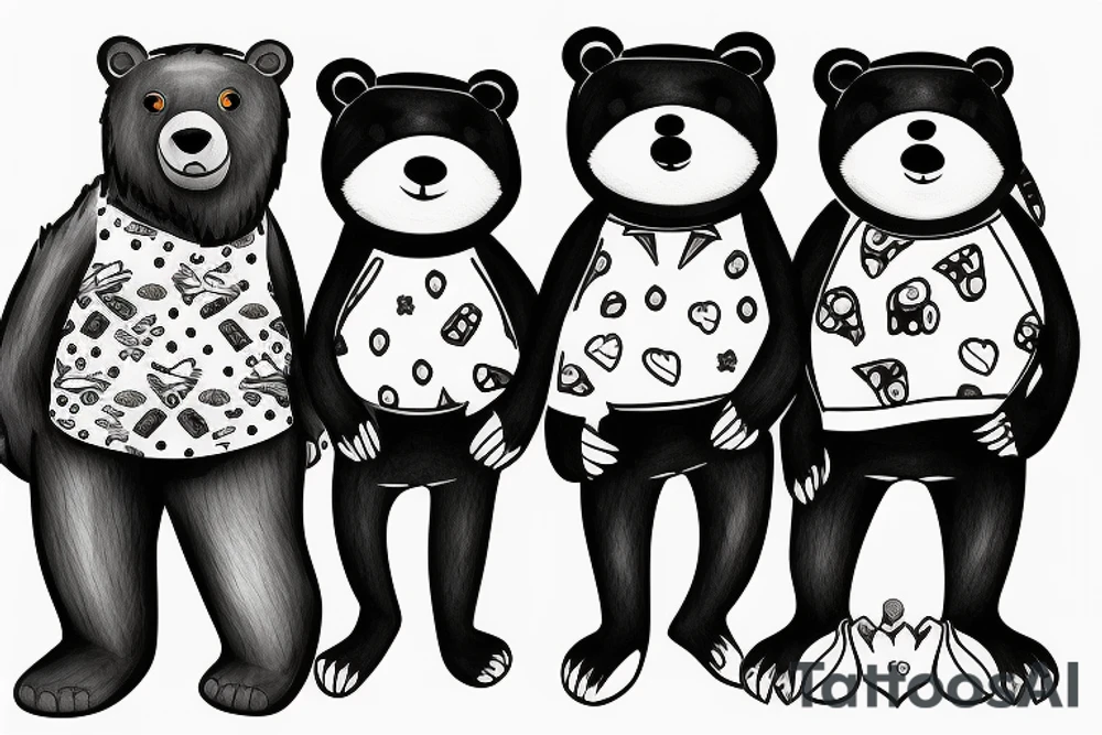Three bears walking in a line tattoo idea