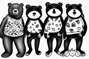 Three bears walking in a line tattoo idea
