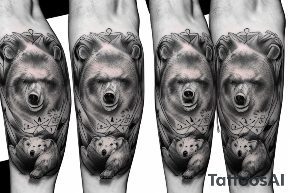 Three bears walking in a line tattoo idea