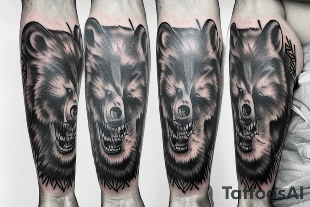 Three bears only outlines walking in a row tattoo idea