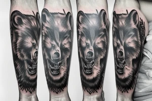 Three bears only outlines walking in a row tattoo idea