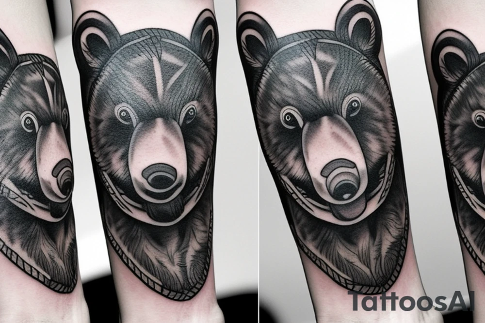 Three bears only outlines walking in a row tattoo idea