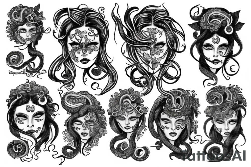 Medusa with one eye open and one eye closed tattoo idea