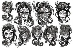 Medusa with one eye open and one eye closed tattoo idea