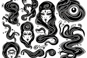 Medusa with one eye open and one eye closed tattoo idea