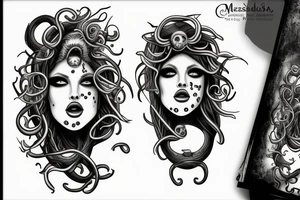 Medusa with one eye open and one eye closed tattoo idea