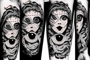 Medusa with one eye open and one eye closed tattoo idea