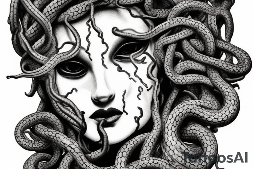 Medusa statue tattoo idea