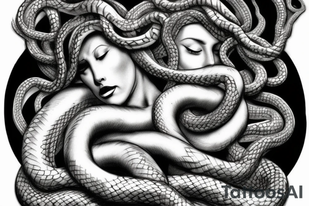 Medusa statue. With snake hear. tattoo idea