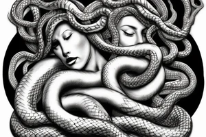 Medusa statue. With snake hear. tattoo idea