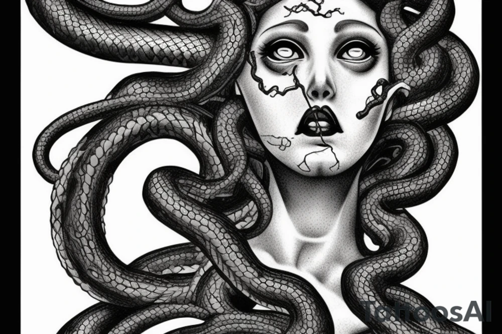 Medusa statue. With snake hear. tattoo idea