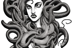 Medusa statue. With snake hair. Taro style. tattoo idea