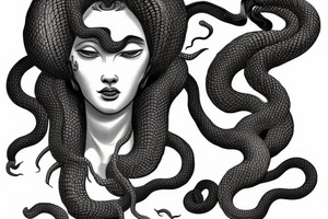 Medusa statue. With snake hair. Taro style. tattoo idea