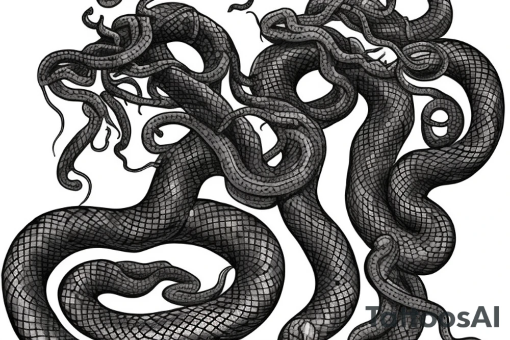 Medusa gorgone with hair replace by snakes tattoo idea